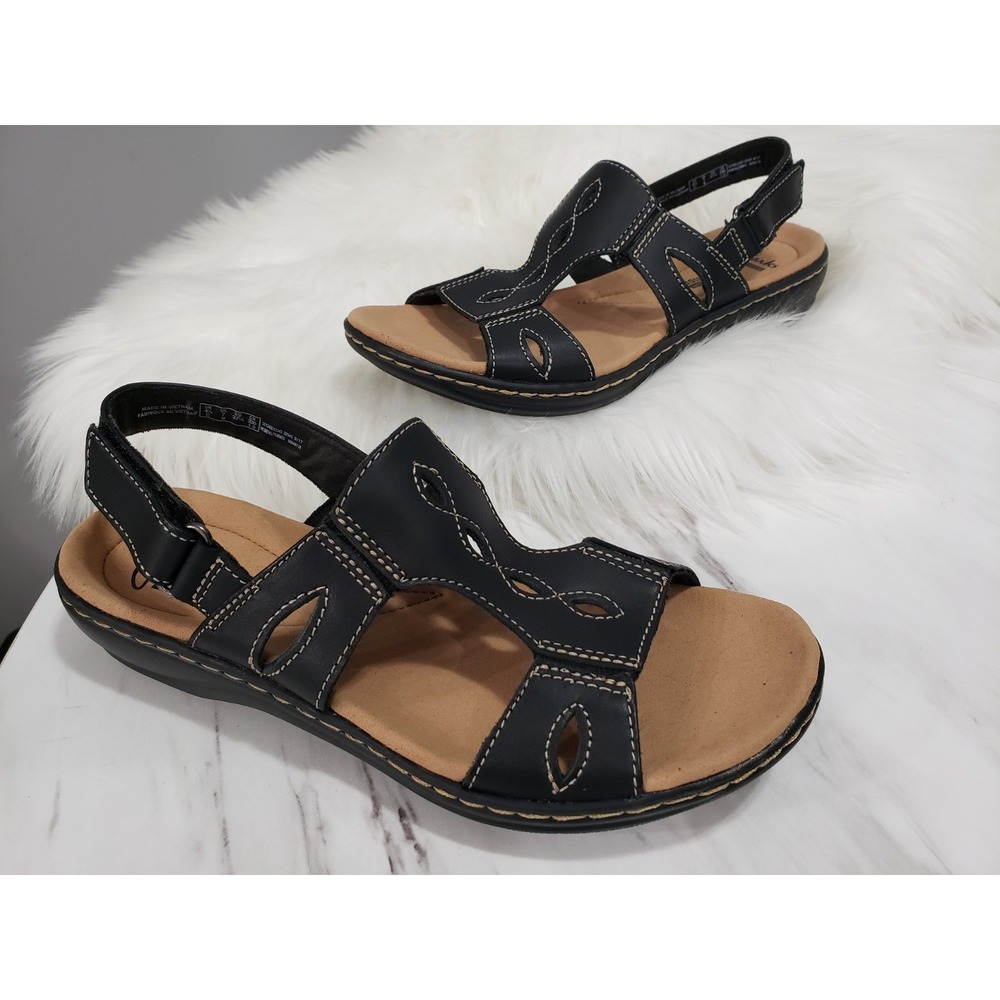 NEW NO BOX 7 NARROW CLARKS Sandal Leisa Lakelyn Black Slingback Open Toe Walking